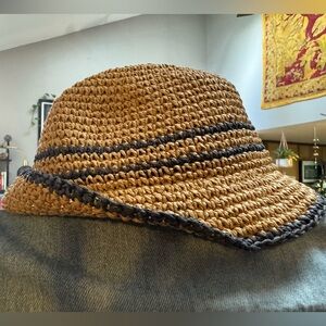 Tan & Navy Straw Hat